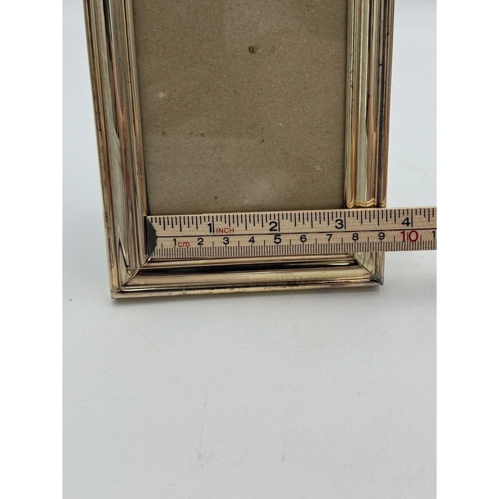 Vintage Gold Tone Metal Picture Frame 3x5 Beveled Tabletop